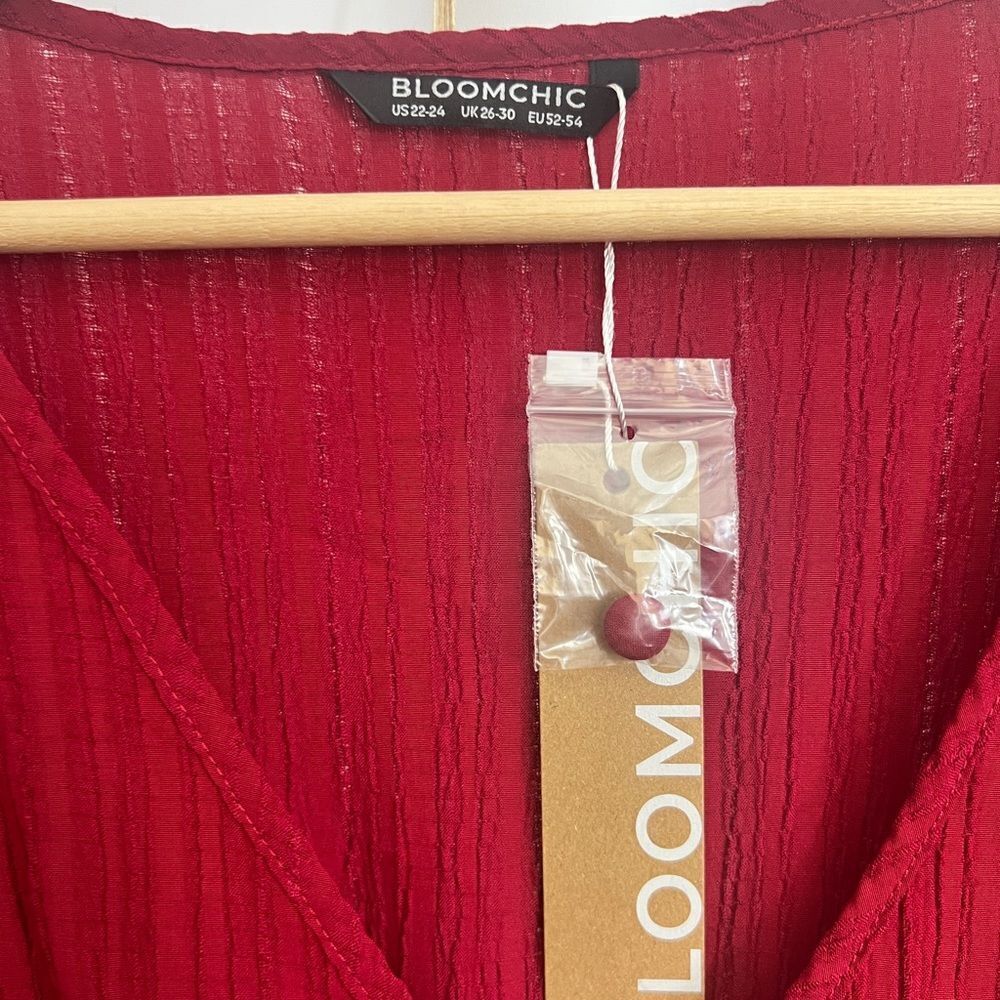 Bloomchic Long Sleeve Midi Dress Red - Picture 5 of 7